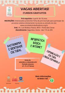 CURSOS GRATUITOS: INSCRIÇÕES ABERTAS
